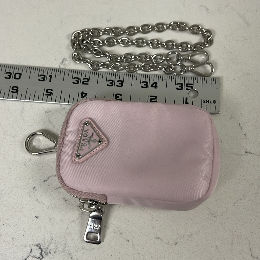 Prada 2005 Re-Edition Mini Bag Attachments for Nylon Bag with Silver Chain Pink - Picture 15 of 16